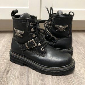 Harley Davidson Motorcycles Women's Size 6 Boots Chunky Black Leather Moto Boots